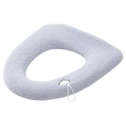 GENGEN Toilet Seat Cover - Bathroom Soft Thicker Warmer Stretchable Washable Cloth Toilet Seat Cover Pads with Handle - Easy Installation Comfortable Toilet Lid Seat Covers